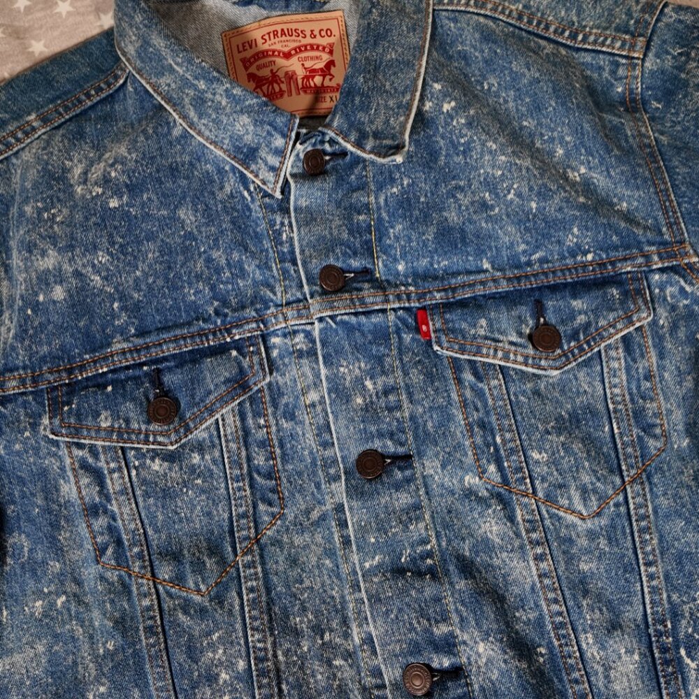 🔥 Levi’s Acid Wash Denim Trucker Jacket - Vintage - XL 🔥 - Picture 4 of 10